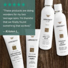 Lerosett 4 part acne kit -Social media review images FB & star rating