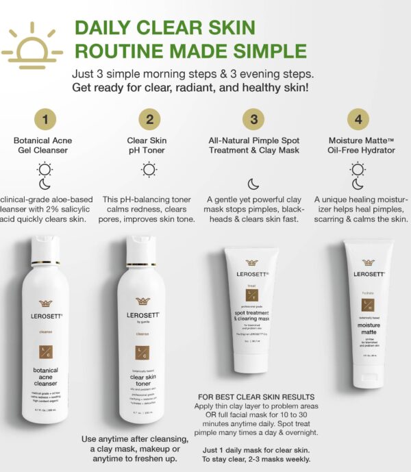 Lerosett 4 part acne kit how to apply