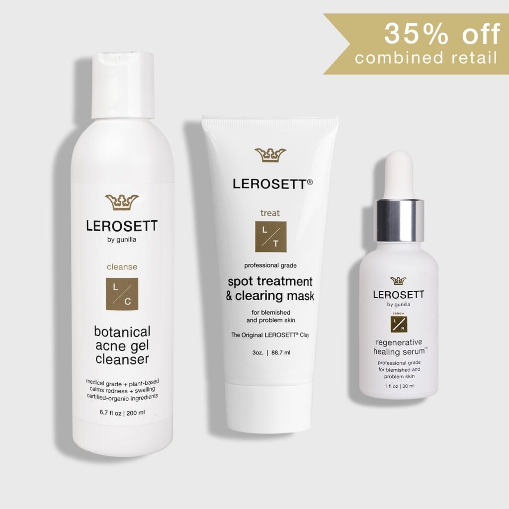 LEROSETT® Natural Acne Kit + Healing Serum. Fast, Proven, Gentle
