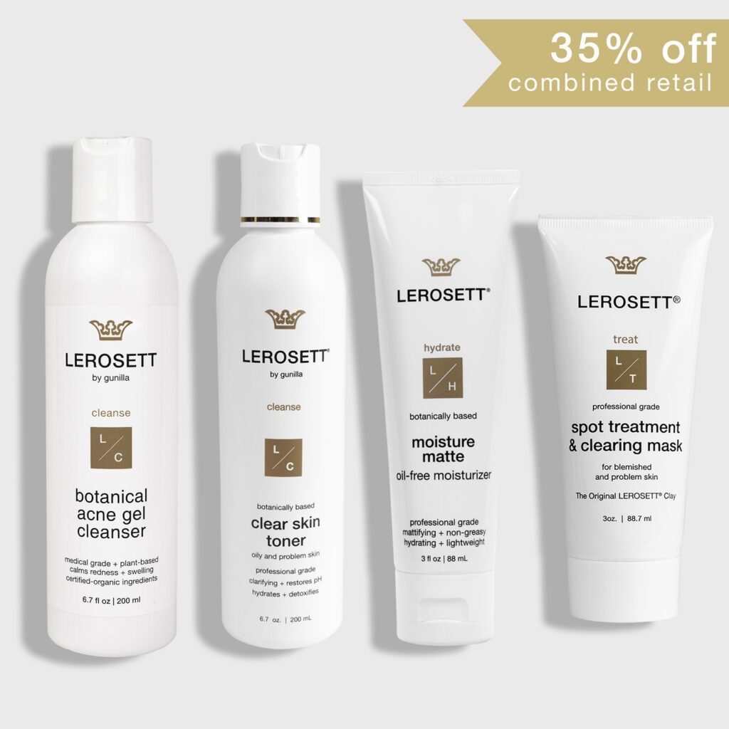 LEROSETT® Organic Acne Kit + pH Toner Kit. Fast, Proven, Gentle