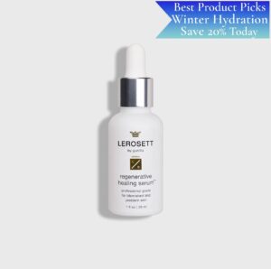 Lerosett Healing Serum bottle for acne scarring and skincell turnover